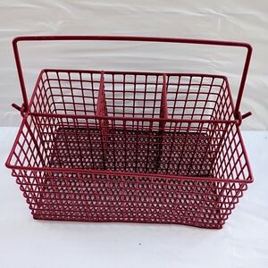 Red Wire Storage Basket Vintage